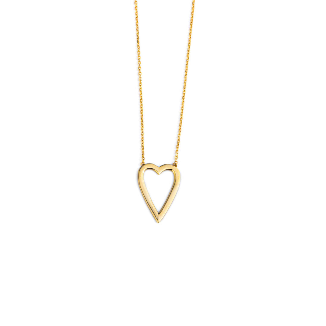 Open Heart Necklace - 14K Gold
