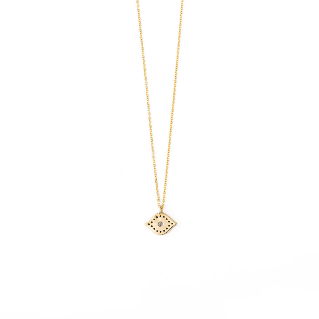 Blue Evil Eye Zircon Necklace - 14K Gold
