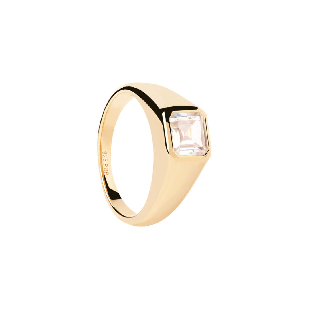 Δαχτυλίδι PDPAOLA Square Shimmer Stamp Gold