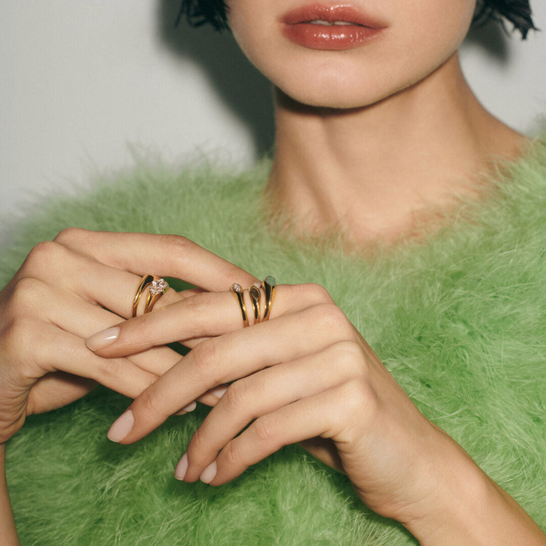 PDPAOLA Nomad Green Aventurine Stamp Ring
