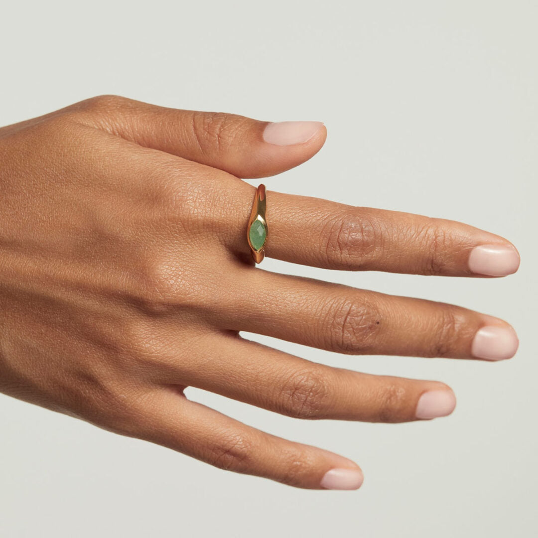 PDPAOLA Nomad Green Aventurine Stamp Ring