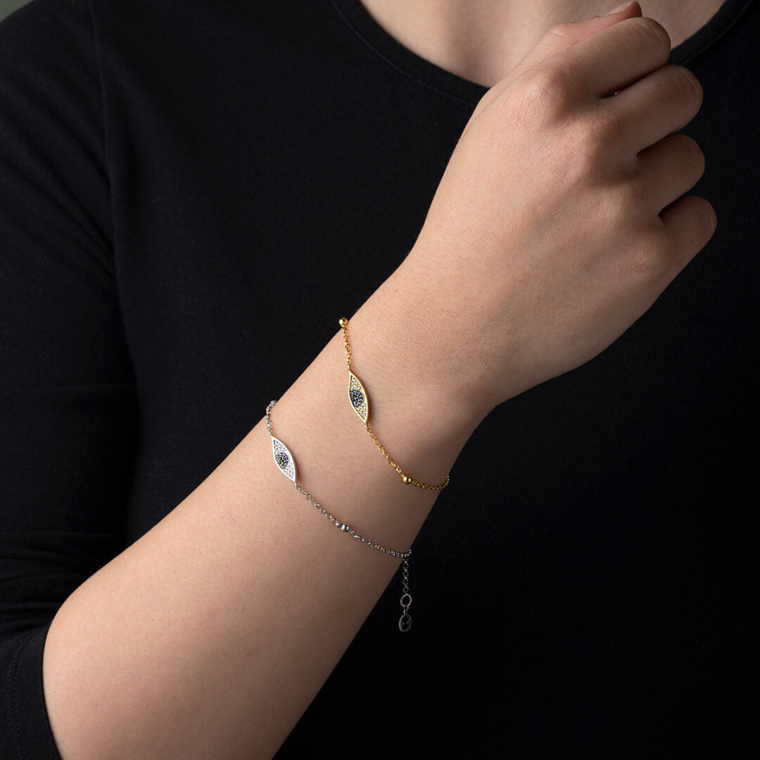 Sterling Silver Gold Plated Chain Bracelet with Eye