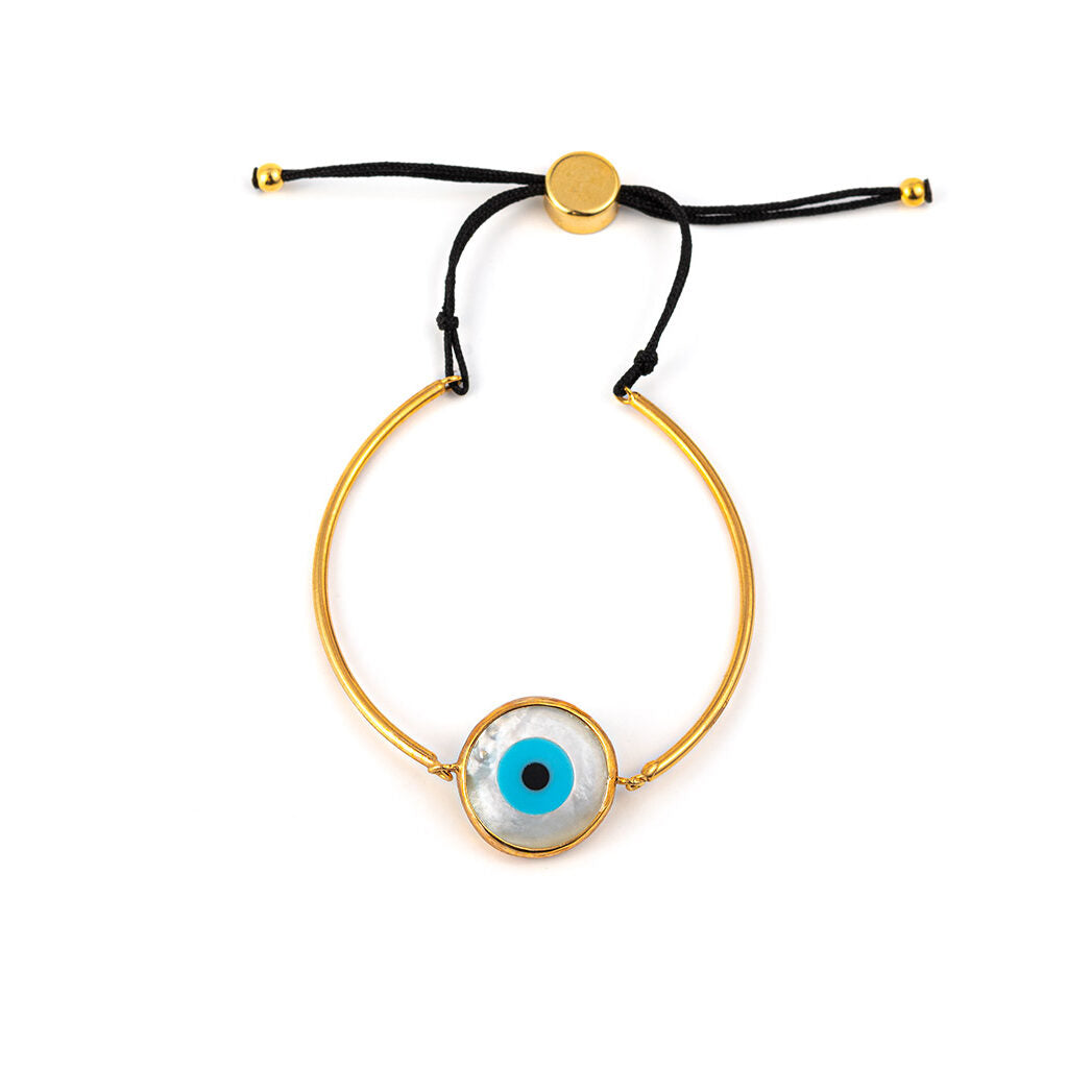 Mother of Pearl Eye Bracelet - Silver and Gold Plated