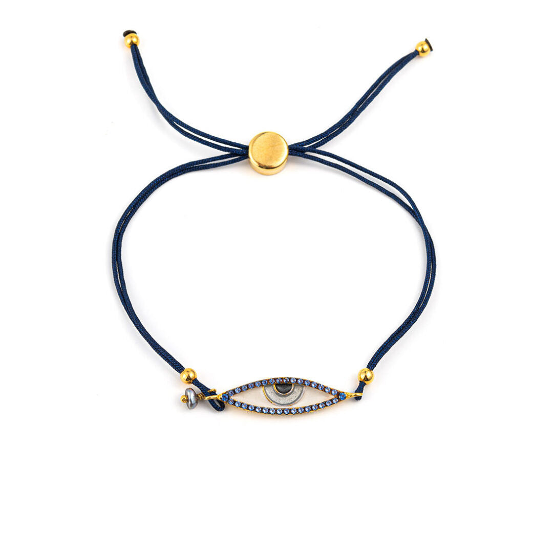 Evil Eye Bracelet with Zircon - Silver and Gold Plated