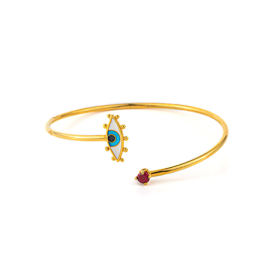 Evil Eye Hinge Bracelet - 925 Sterling Silver and Gold Plated