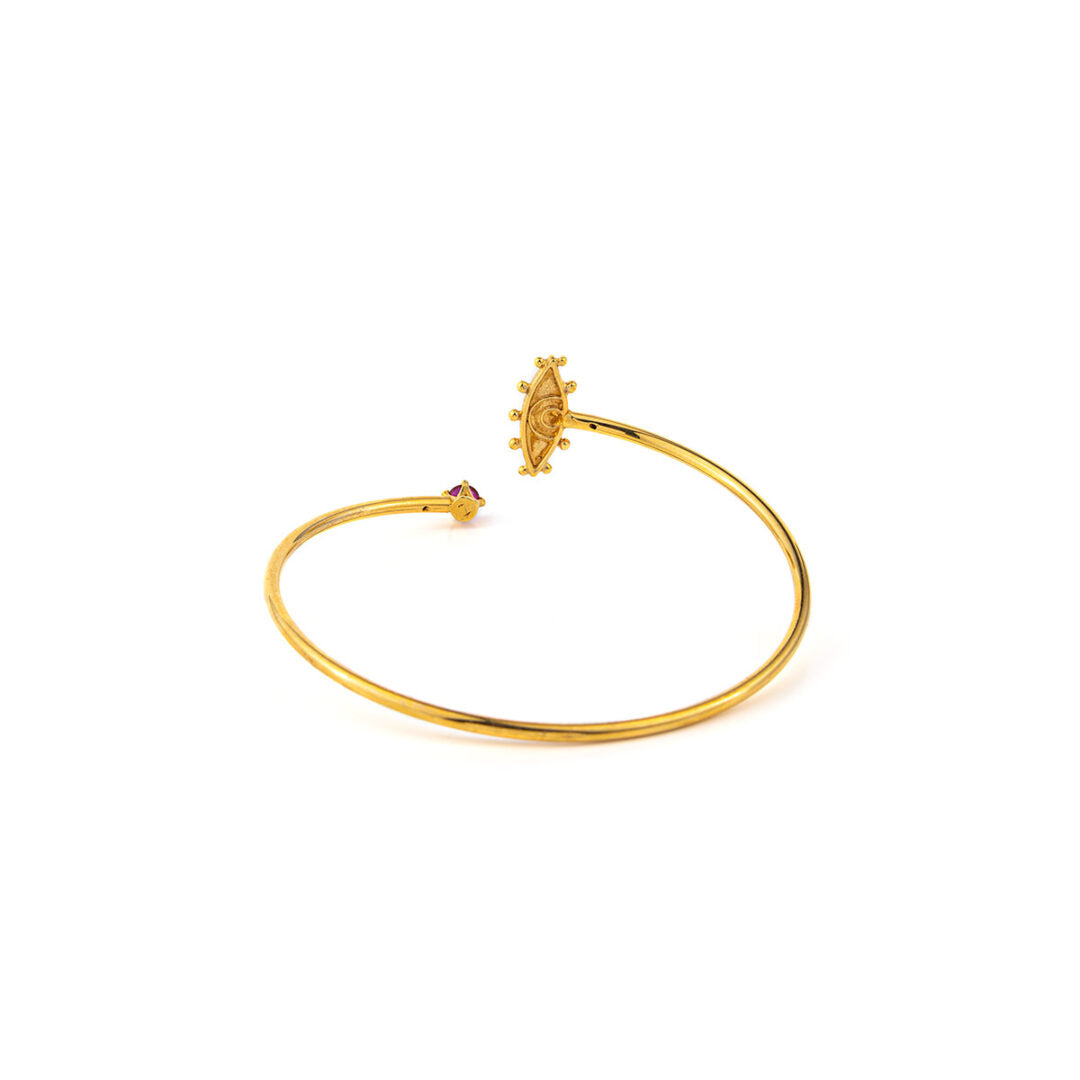 Evil Eye Hinge Bracelet - 925 Sterling Silver and Gold Plated