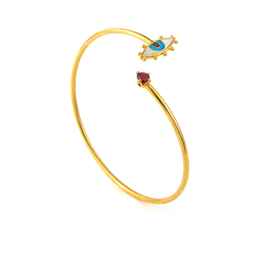 Evil Eye Hinge Bracelet - 925 Sterling Silver and Gold Plated