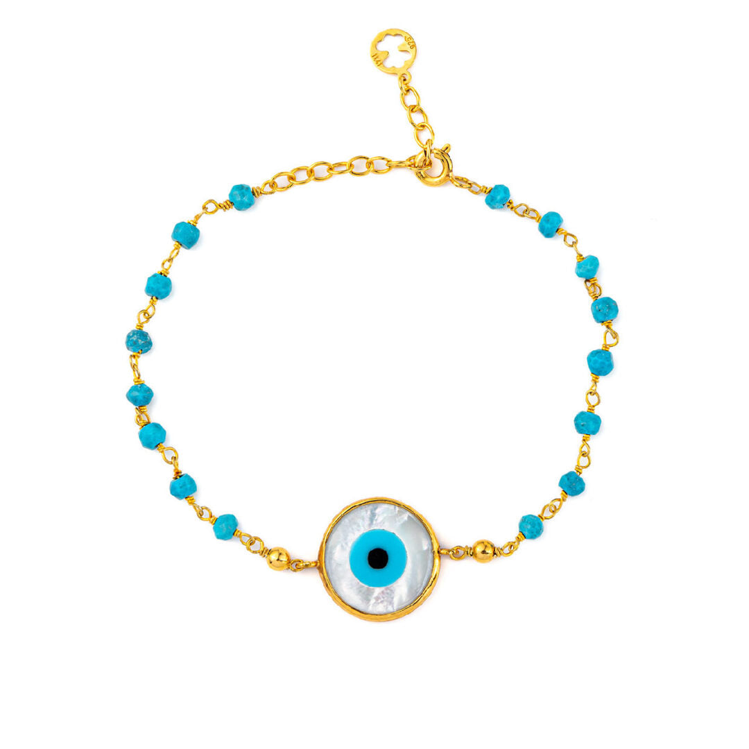 Evil Eye Chain Bracelet - Sterling Silver Gold Plated