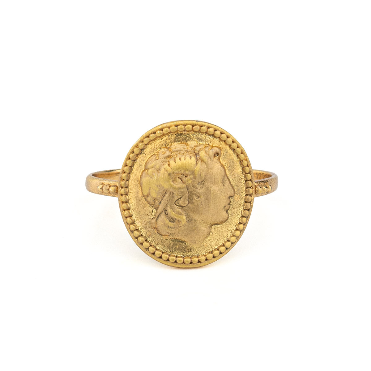 Great Alexander Coin Ring in 925 Sterling Silver and Gold Plated