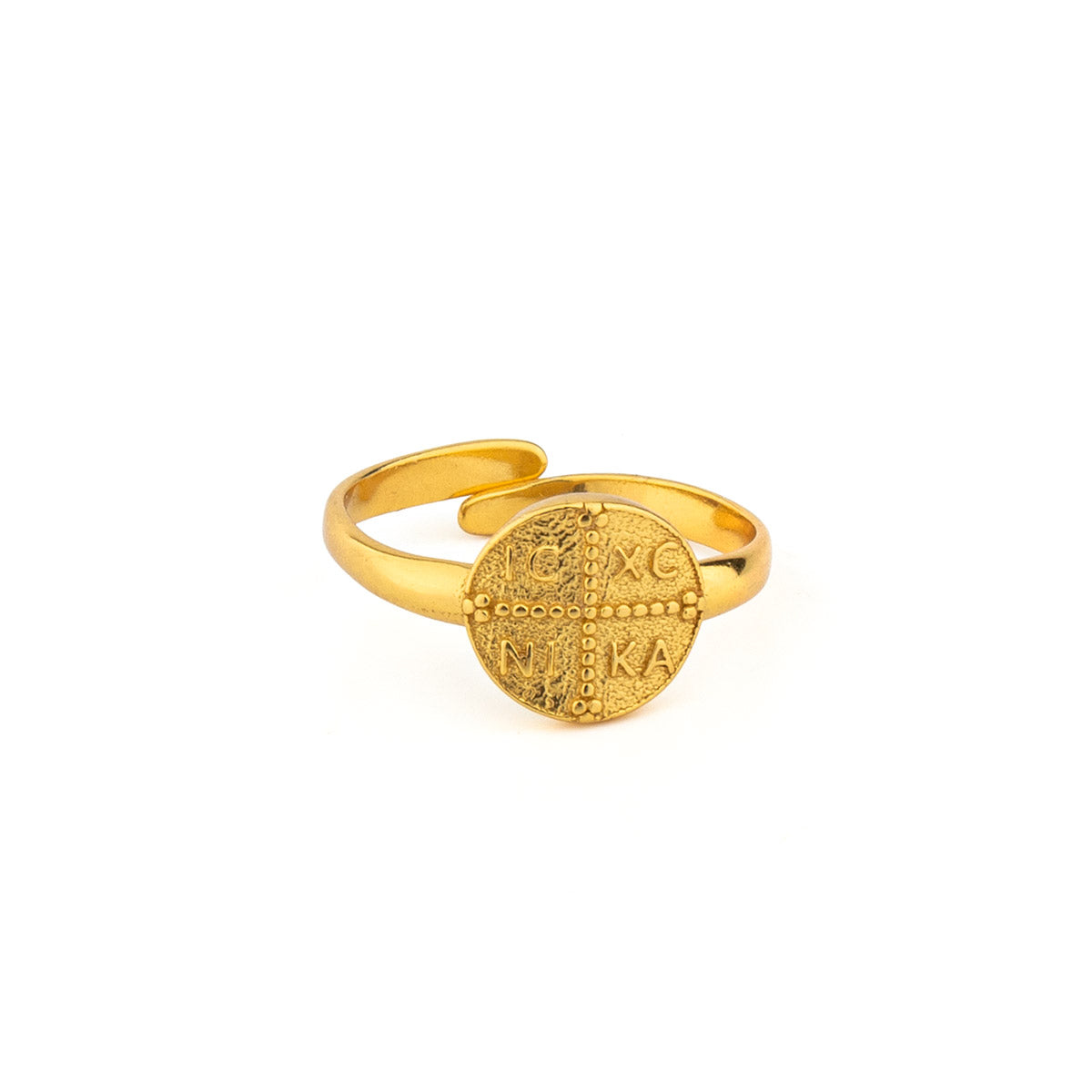 Religious Ring in Sterling Silver and Gold Plated