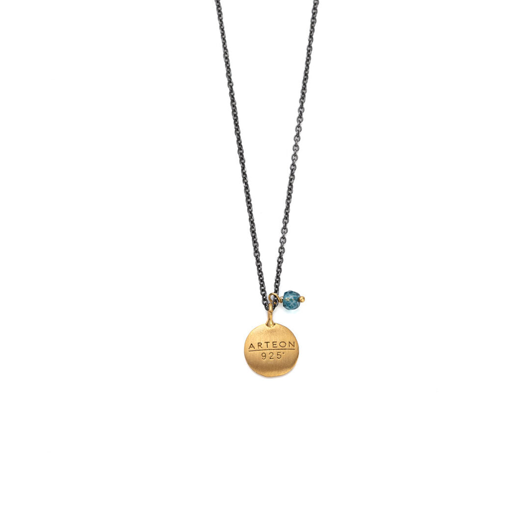 Sterling Silver Chain Necklace with An Eye Engraved Disc