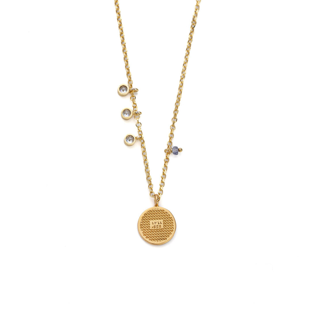 Sterling silver Chain Necklace with a Colored Eye