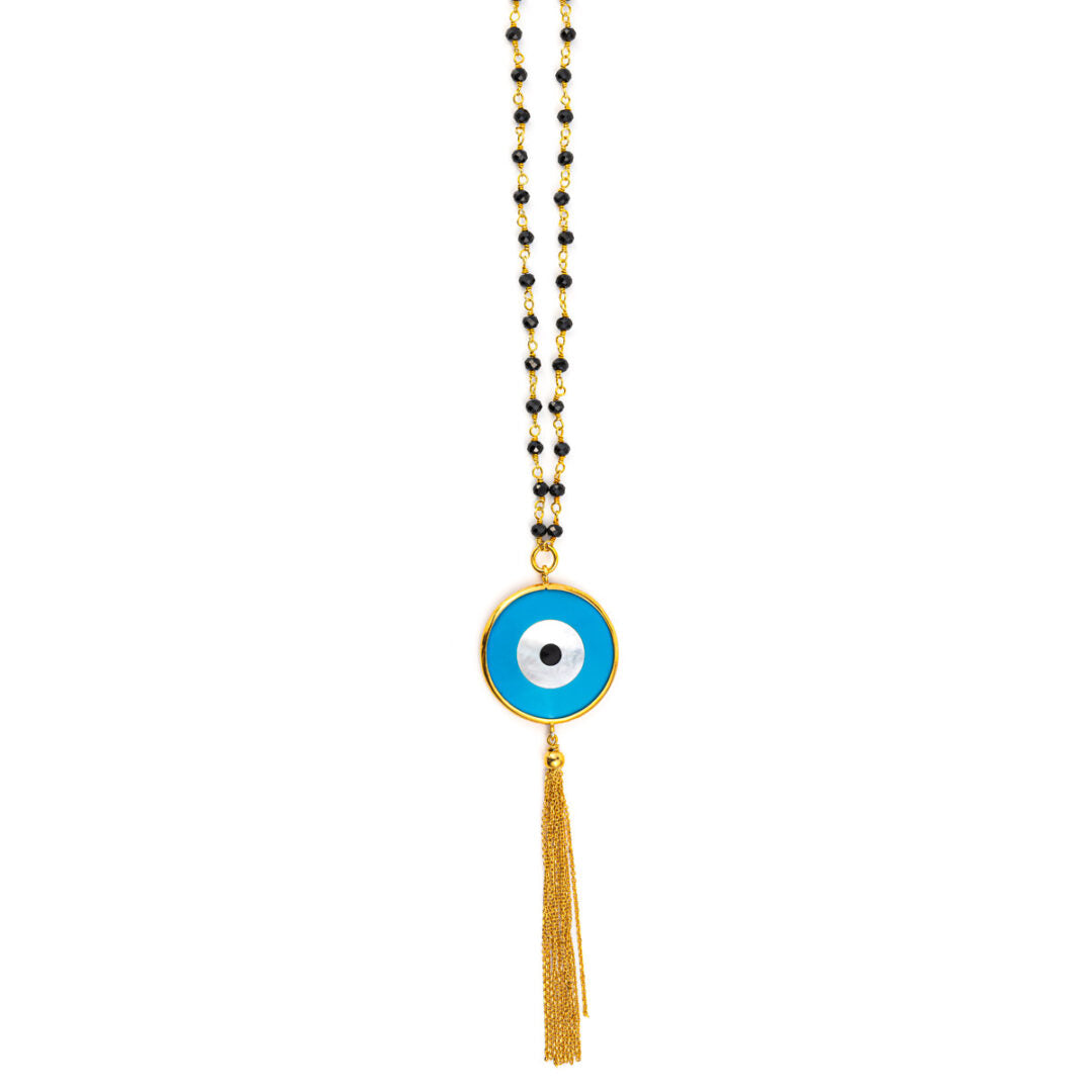Mother of Pearl Eye Necklace - Sterling Silver and Gold Plated