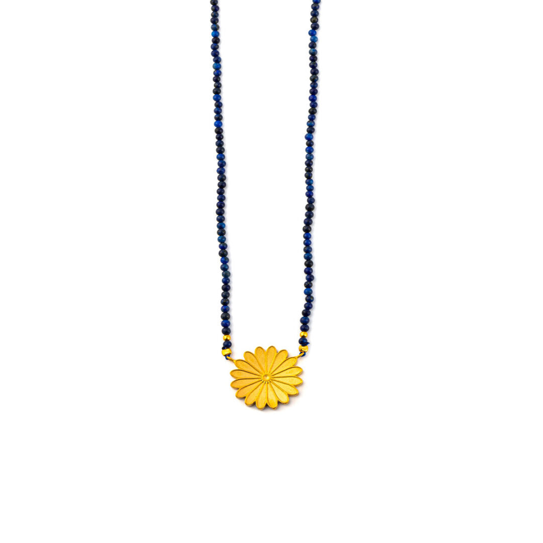 Rosette Necklace with stones - 925 Sterling Silver