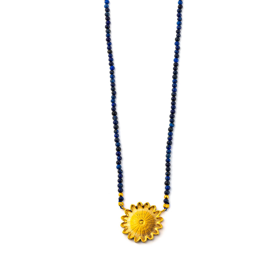 Rosette Necklace with stones - 925 Sterling Silver