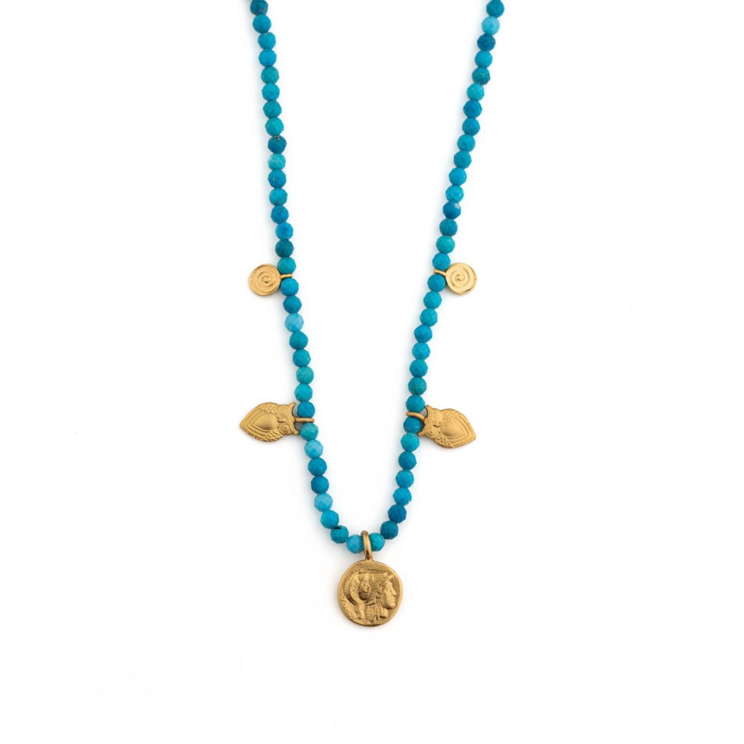 Athena Necklace in 925 Sterling Silver with Semi Precious Stones