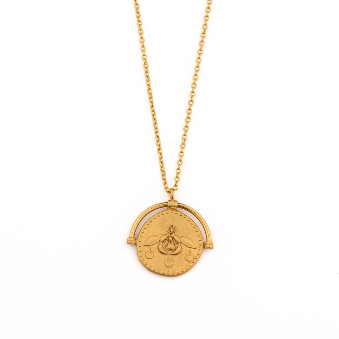 Minoan Bee Necklace 925 Sterling Silver Gold Plated