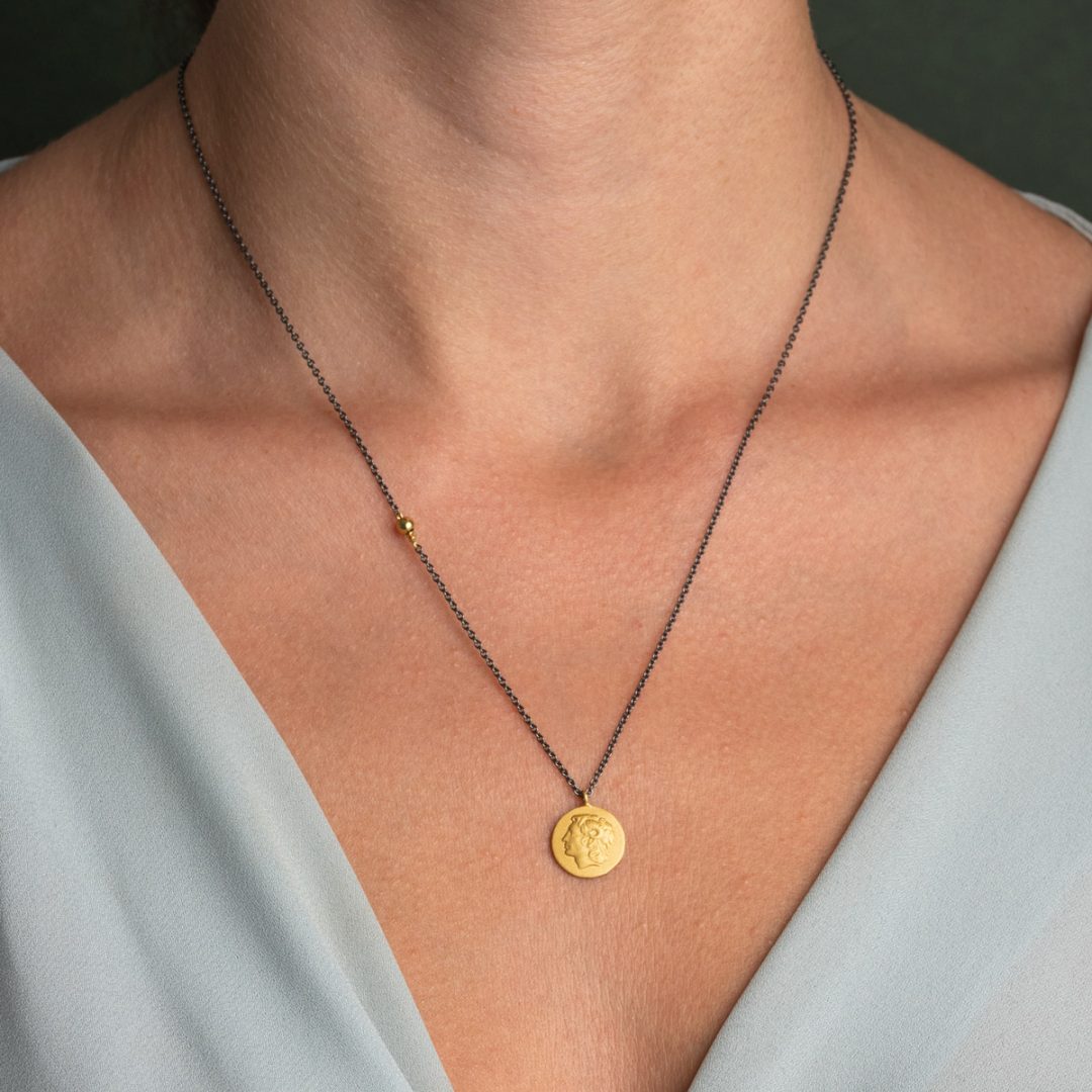 Alexander the Great Necklace in 925 Sterling Silver Oxidized and Gold Plated