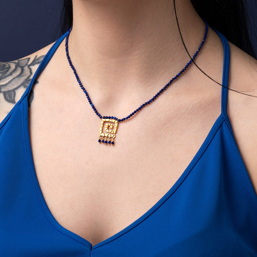Stone String Necklace with Meander