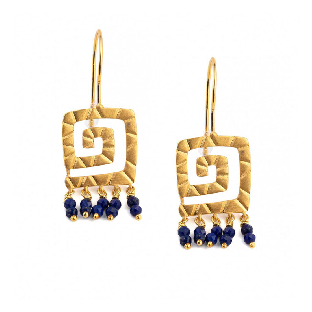 Sterling Silver Greek Key Meander Earrings