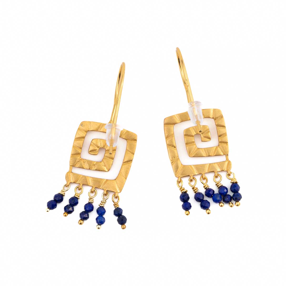 Sterling Silver Greek Key Meander Earrings