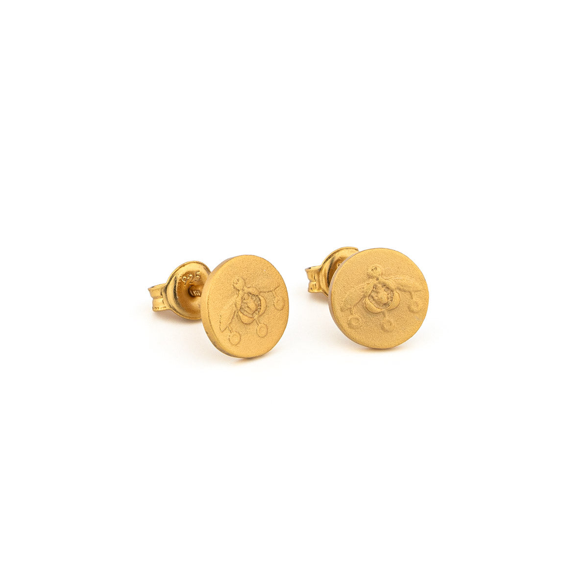 Minoan Bee Stud Earrings - Sterling Silver and Gold Plated