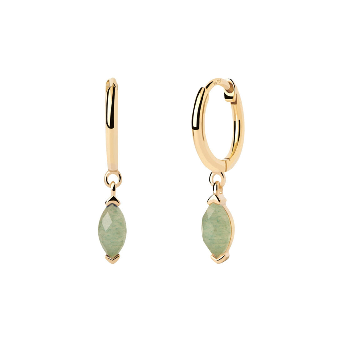 PDPAOLA Green Aventurine Nomad Hoops Earrings