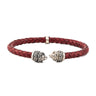 Sterling Silver Leather Lion Bracelet with Greek key — Bordo