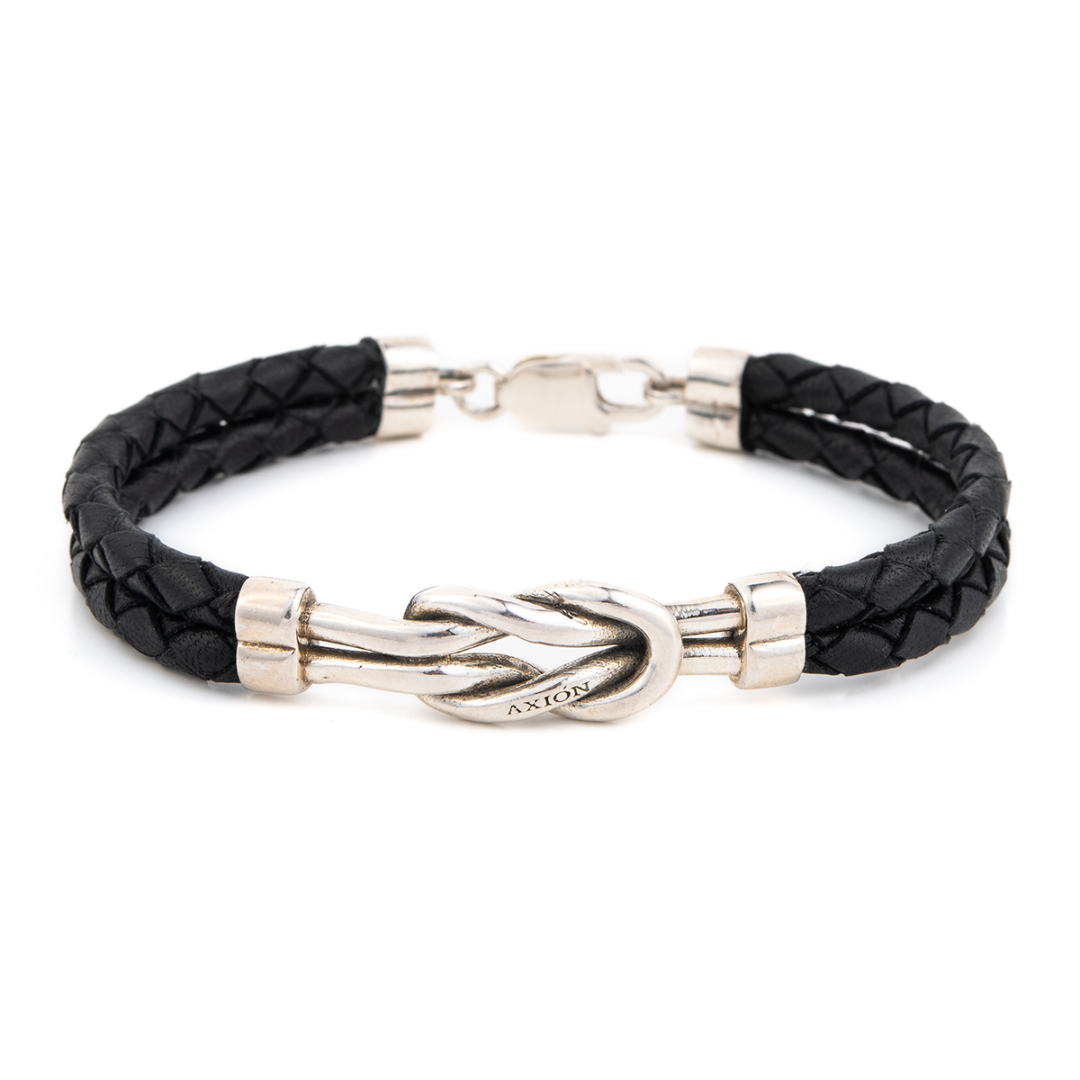 Sterling Silver Bracelet Nautical knot — Black