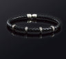 Meander Leather Bracelet – 925 Sterling Silver — Black