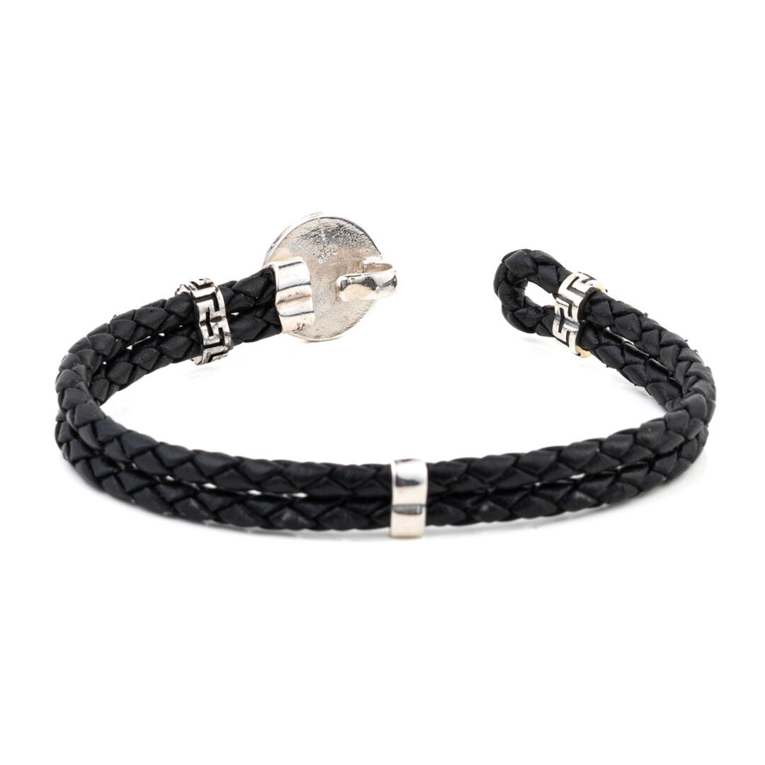 Alexander the Great Leather Bracelet - 925 Sterling Silver — Bordo