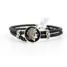 Alexander the Great Leather Bracelet - 925 Sterling Silver — Black