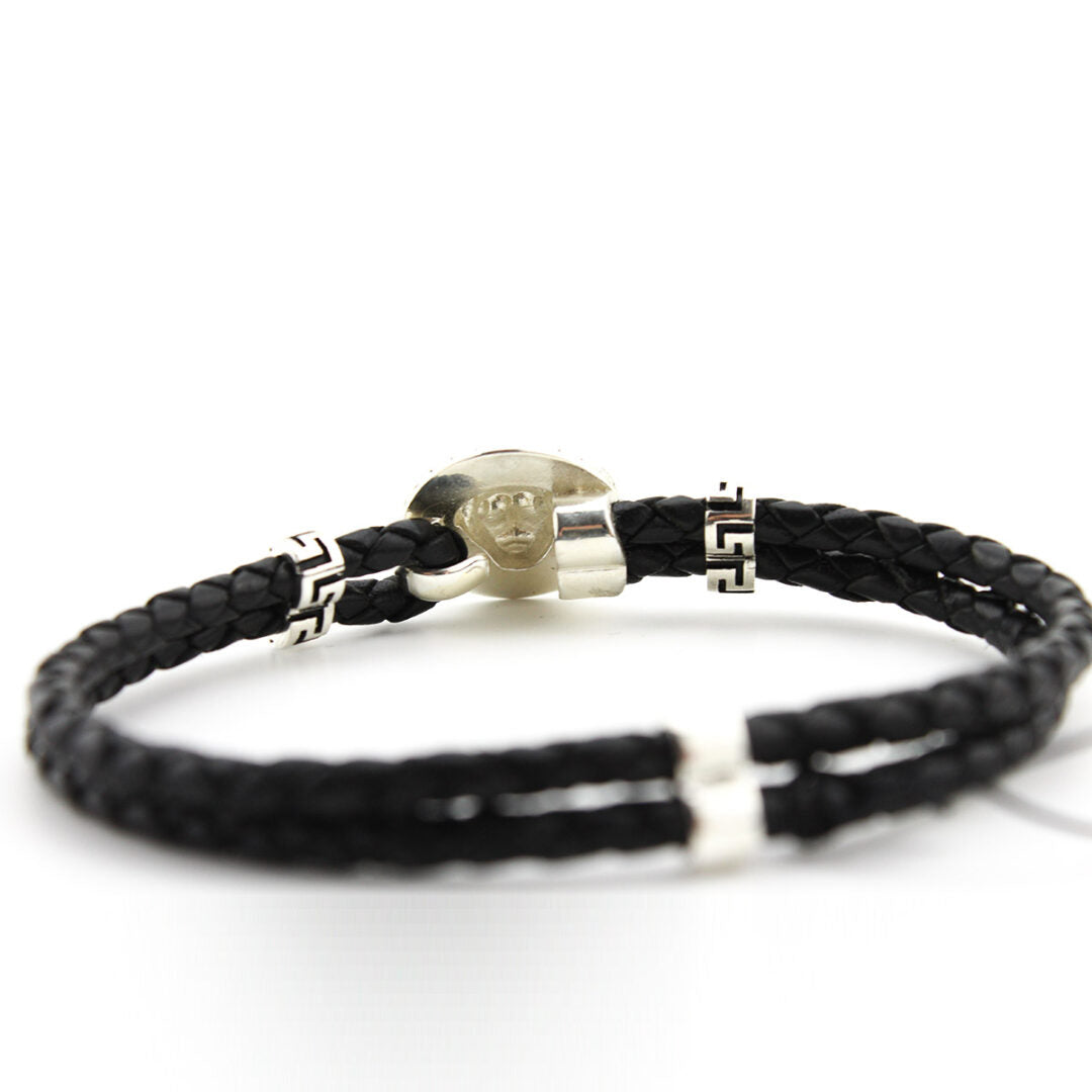 Medusa Leather Bracelet - 925 Sterling Silver