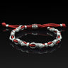 Sterling Silver Link and Cord Bracelet — Red