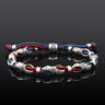 Sterling Silver Link and Cord Bracelet — Red & Blue