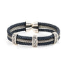 Greek Key Meander Leather Bracelet – 925 Sterling Silver — Blue