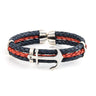 Sterling silver leather anchor bracelet — multicolor