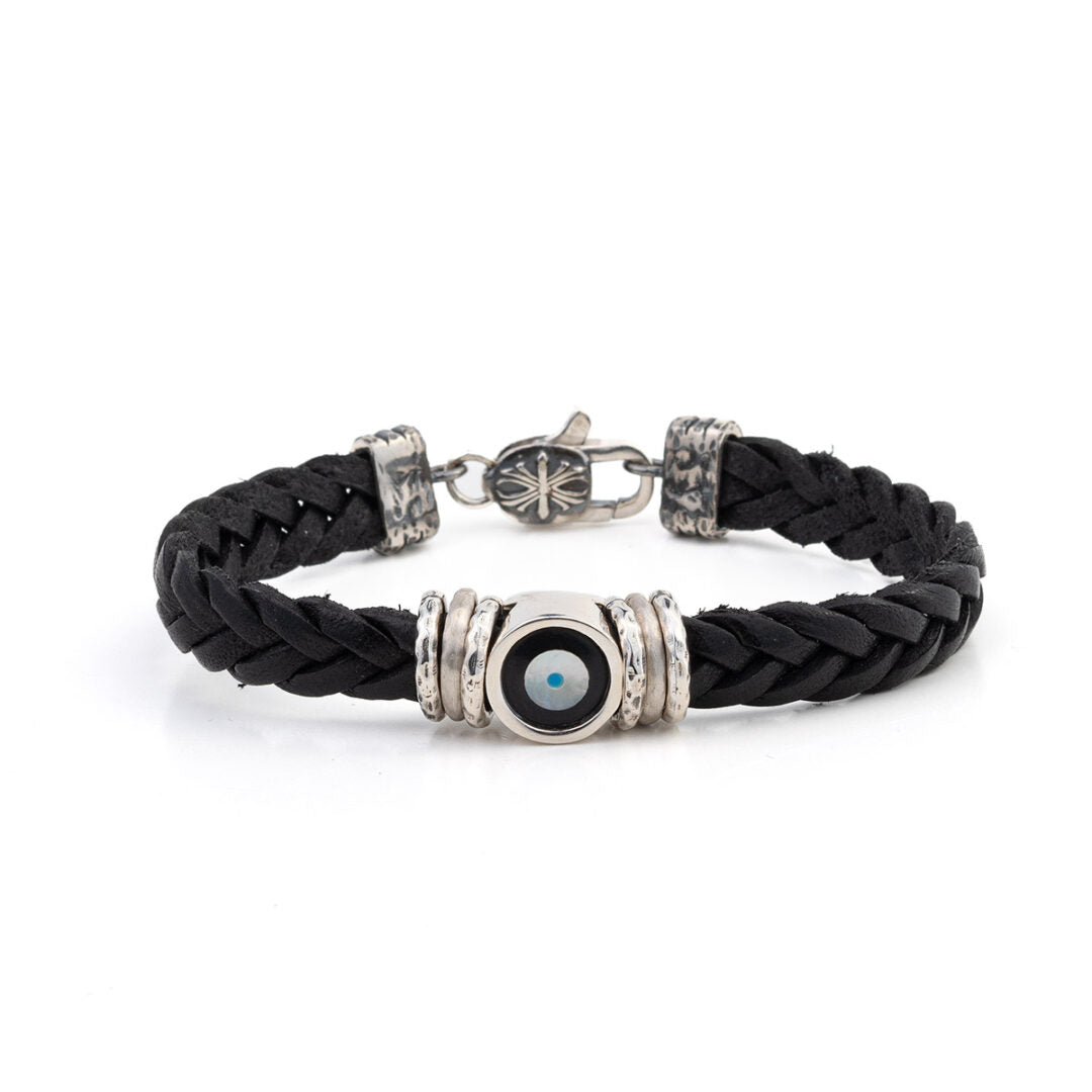 Leather Bracelet with Lucky Eye Motif