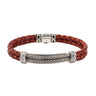 Greek Key Leather Bracelet — Bordo