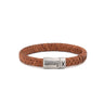 Axion Stainless Steel Leather Bracelet — Light Brown with Silver Clasp