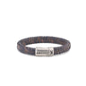 Axion Stainless Steel Leather Bracelet — Blue & Brown with Silver Clasp