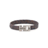 Axion Leather Bracelet and Stainless Steel — Blue & Brown with Silver Clasp