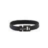 Axion Leather Bracelet and Stainless Steel — Black with Black Clasp