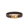 Axion Leather Bracelet and Stainless Steel — Brown with Gold Clasp