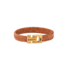 Axion Leather Bracelet and Stainless Steel — Light Brown with Gold Clasp