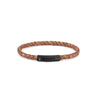 Axion Leather Bracelet with Black Stainless Steel Clasp — Brown
