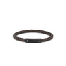 Axion Leather Bracelet with Black Stainless Steel Clasp — Dark Brown