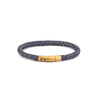 Axion Leather Bracelet with Gold Stainless Steel Clasp — Blue
