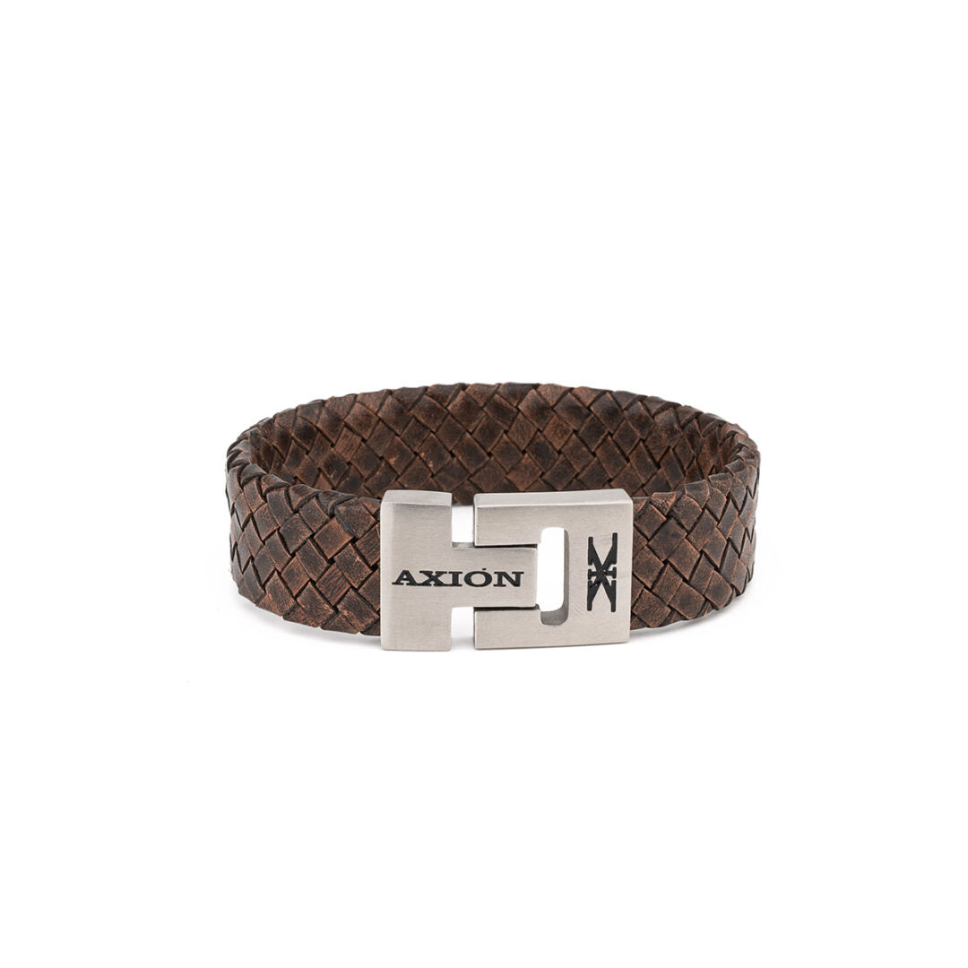 Axion Stainless Steel Leather Bracelet