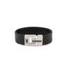 Meander Leather Bracelet and Stainless Steel — Black with Silver Clasp